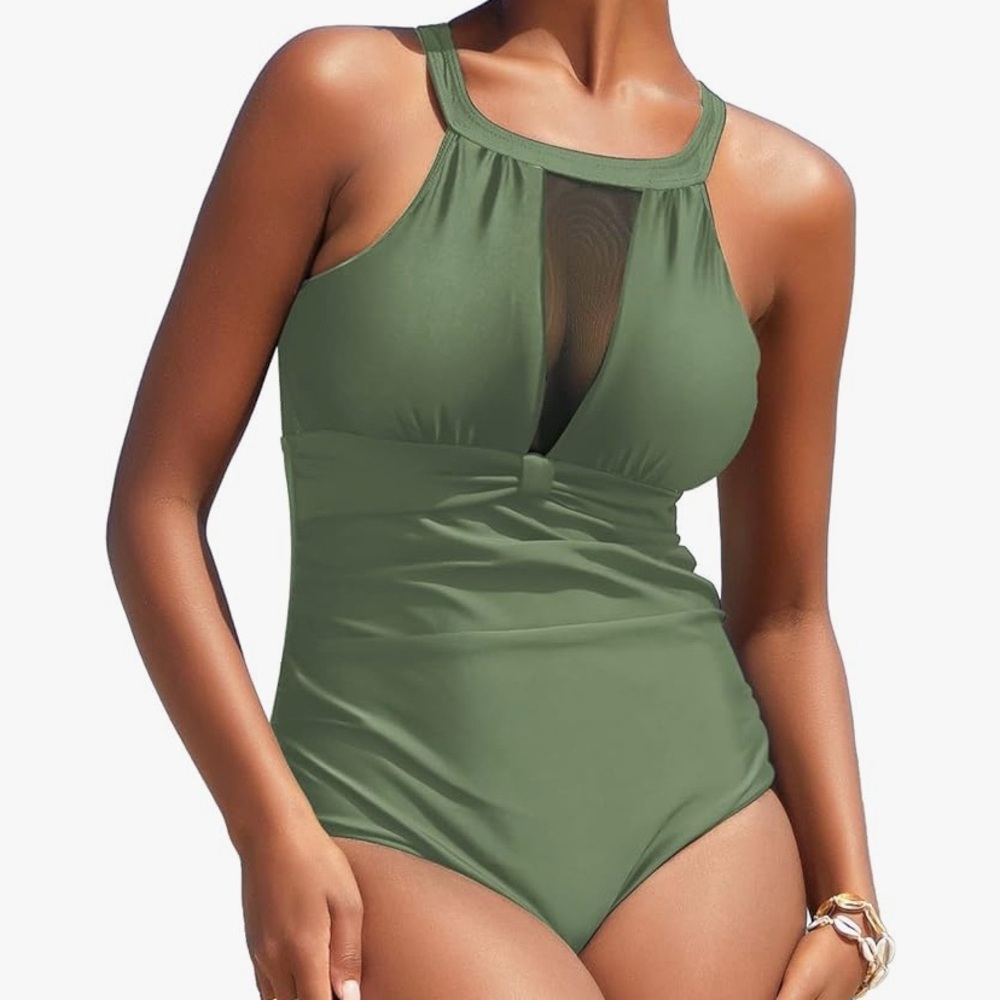 I2CRAZY Plus Size One-Piece Swimsuit – 2XL – Army Green